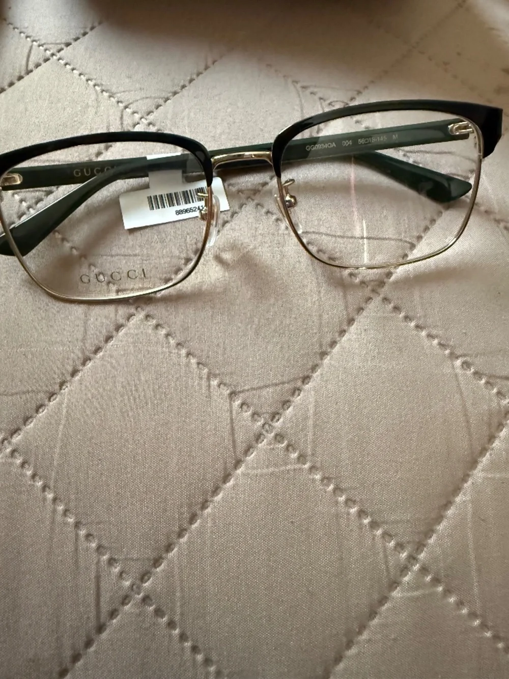Gucci GG09340A 004BLKGREEN Unisex Browline Glasses - New w/ Tags 56□18-145